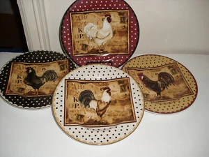 4 platos retro de mesa Sakura gallo de gres de 8 1/4" - Imagen 1 de 7