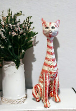 LARGE 20” Mid Century Italy Pottery Long Neck Siamese Cat Figure *Vintage* MCM