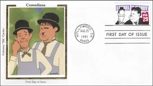 Comedians Movie Stan Laurel And Oliver Hardy USA 2566 Colorano Silk FDC 1991 - Picture 1 of 1