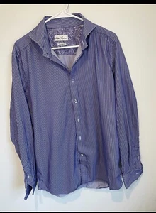 Robert Graham Shirt Mens 16.5 42 Blue Striped Long Sleeve Button Up Tailored Fit - Picture 1 of 6