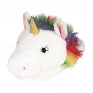 Fuzzy Unicorn Slippers - Plush Rainbow Unicorn House Shoes - Picture 1 of 6