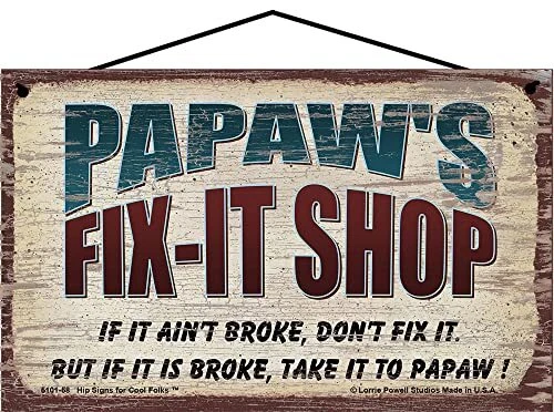 Papaw's Fix-It Shop Sign Grandfather Grandpa Dad Father's Day Gift Vtg Style - Image 1 of 1