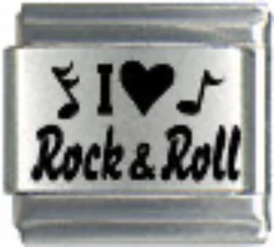 PULSERA I LOVE ROCK & ROLL ITALIANO ENCANTO ESLABÓN 9MM ACERO INOXIDABLE Foto 1 de 3