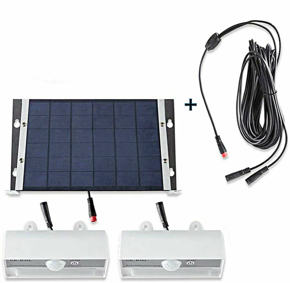 SOLAR DUAL WANDLEUCHTE 3W SOLAR PANEL GARTENLICHT BALKON LAMPEN WASSERDICHT NEU - Bild 1 von 1