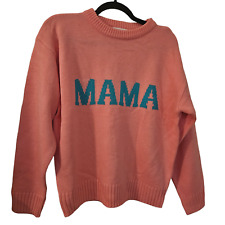 Dance & Marvel Coral 'MAMA' Graphic Knit Sweater-Sz Med-