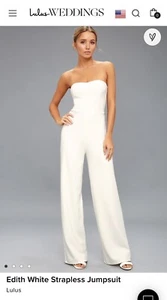 Lulu’s Edith White Strapless Jumpsuit Lulus NWOT size Medium - Picture 1 of 11