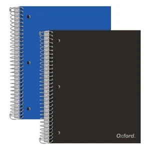 Oxford Spiral Notebooks, 5 Subject, College Ruled Paper, Durable Plastic Cove... - Picture 1 of 7