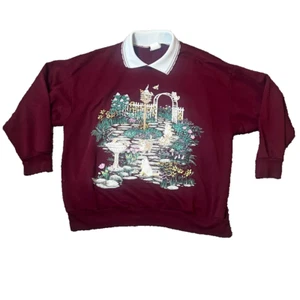 Vintage 80s 90s Kitty Cat Pullover Sweatshirt Womens XL ? Grannycore Cottagecore - Picture 1 of 15