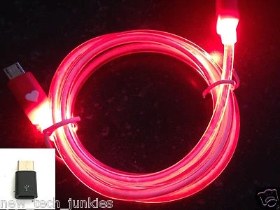 3FT GLOW LED Light-up Power Charger Data Sync Cable for Samsung S6 S7+ Micro USB - Image 1 of 4