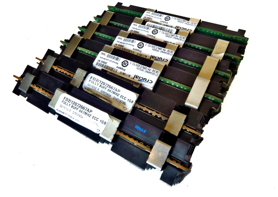 6 GB DDR2 PC2-5300F (6 x 1 GB) Crucial Qimonda Paired Memory Apple Mac Pro A1186 - Image 1 of 4