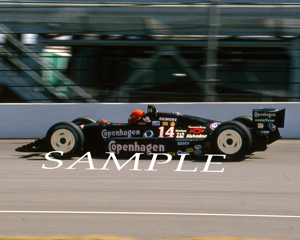 AJ FOYT 1990 #14 COPENHAGEN INDY 500 CAR ON TRACK 8X10 GLOSSY PHOTO #4Q - Image 1 of 1