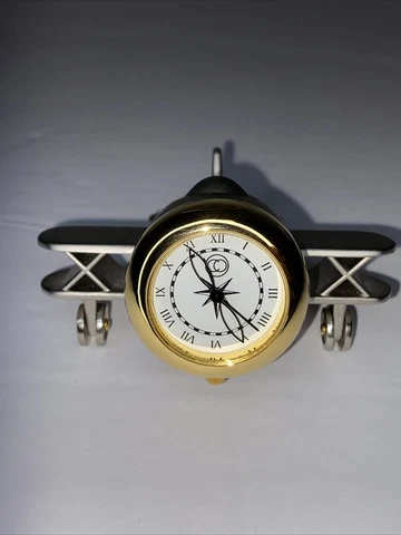 Carlo Orsini Bi-Plane Clock Qtz Analog Desk top 32mm bezel New Batt tested works Cover