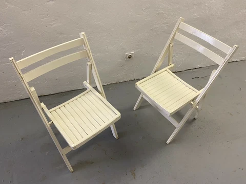 Pair of Vintage Folding Chair Space Age Mid Century Design Wooden Atomic Retro Cover