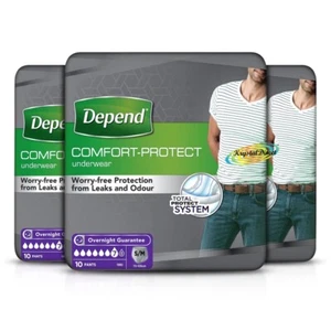 3x Depend Comfort Protect Incontinence Pants for Men Small / Medium 10 Pants - Picture 1 of 1