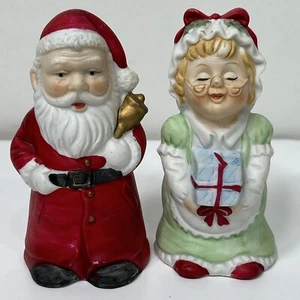 Vtg Fei Mr & Mrs Santa Claus Bell 4" Hand Painted Ceramic Christmas Figurine - Picture 1 of 9