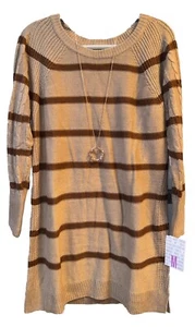 Neu mit Etikett Lularoe Medium hellbraun mit braun gestreiftem Lauren Pulloverkleid - Bild 1 von 7