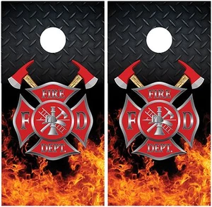 Feuerwehr Feuerwehr Flammen Diamant Platte Cornhole Board Decal Wrap Wraps - Bild 1 von 3
