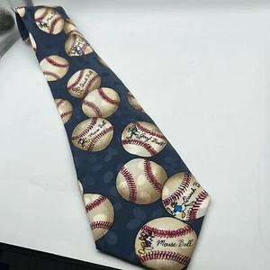 90er Seide Baseball Mickey Disney alberne Sport Krawatte Krawatte Herren formell - Bild 1 von 3