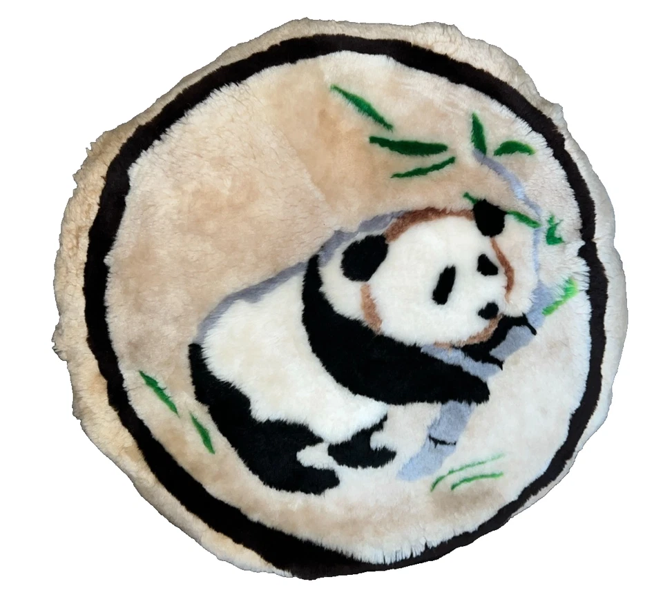 Vintage Panda Bamboo Round Decorative Pillow 19" - Image 1 of 4