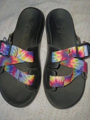 Sandálias corrediças Choco brilhantes clássicas arco-íris infantil tamanho 4 - Imagem 1 de 4