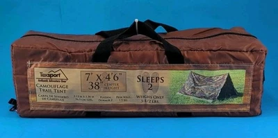 Texsport Lightweight Camouflage 2 Person Trail Tent 7' X 4'6" 3.5 lbs Mesh Door - Image 1 of 4