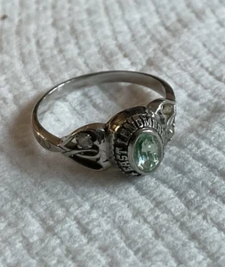 EAST LONGMEADOW HIGH SCHOOL RING 2011 925 STERLING SILBER GRÜNER STEIN - Bild 1 von 7