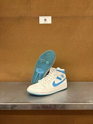 Women’s Air Jordan 1 Mid UNC BQ6472-114 White/University Blue 8W/6.5Y Pre-Owned - Image 1 of 4