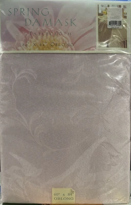 Spring Damask Tablecloth 60 X 84 Oblong Pink Cotton Poly Brownstone Gallery Ltd - Image 1 of 4