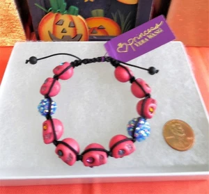 Halloween Bracelet Princess Vera Wang PINK Skull Heads Adjustable OSFM New NWT - Picture 1 of 1