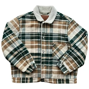 Chaqueta de Camionero Sherpa Tipo 1 Verde Cuadros Mezcla de Lana Talla XL - Imagen 1 de 10