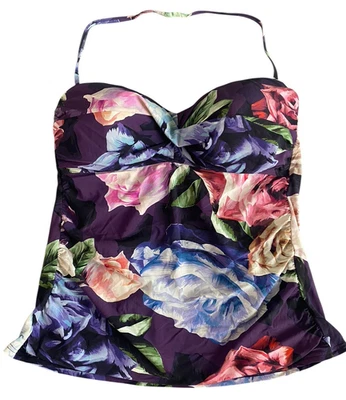 LA BLANCA Bloom Twist Top Swimsuit Tankini Bandeau Strapless Size 12 Plum - Image 1 of 4