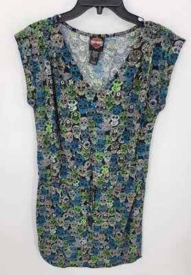 Harley Davidson Motorcycles Skull Dress Womens Small Short Sleeve Casual - Image 1 of 4