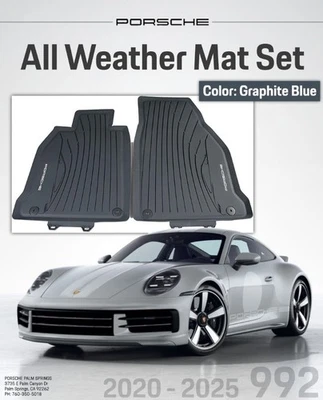 Genuine PORSCHE Set Foot Mats Rubber LHD Graphite Blue 992044800OH7 (L) - Image 1 of 2