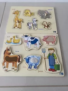 Two Wooden Puzzle Boards Baby Toddler Farm Zoo Mothercare Children Pre School - Picture 1 of 8