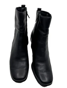 Croft & Barrow Women Ankle Boots SZ 8M Black Leather Square Toe 2.5 Block Heels - Picture 1 of 6