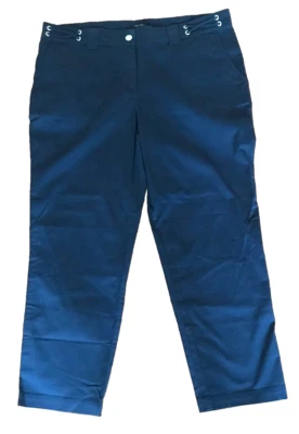 NAUTICA Sz 14 Navy Crop Pants Criss Cross Waistband NWT 36W x 27I - Image 1 of 4