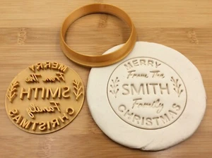 Custom Personalized Christmas Name Stamp Style1 Gold Cookie Fondant Embosser - Picture 1 of 2