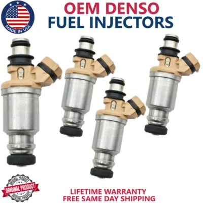 NEW x4 GENUINE DENSO Fuel Injectors For 1993 1994 1995 1996 1997 Geo Prizm 1.6L - Image 1 of 3