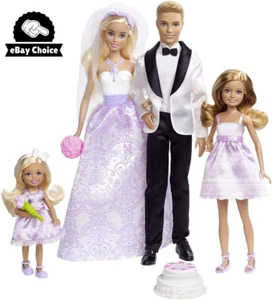Wedding Set Bride Groom Dolls Stacie Chelsea Accessories Mattel DRJ88 - Picture 1 of 12