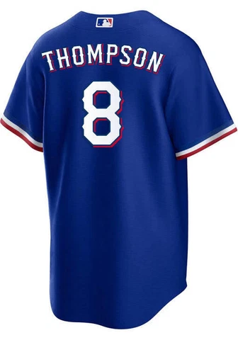 Texas Rangers Bubba Thompson #8 Nike Royal Alternate Official MLB Player Jersey Cover