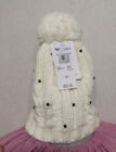 ROXY Sundancing Beanie Hat White Cable Knit Silver Studded Soft Cozy Warm OS