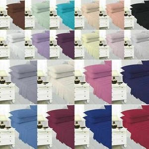 Plain Polycotton Bed Sheets Sets ( Flat+Fitted Sheet+Pillowcase) All Sizes Avail - Picture 1 of 22
