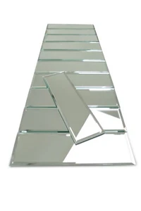 3" x 10" Subway Mirror Glass Decorative Tile with Beveled Edge 55 pieces per box - Picture 1 of 21