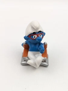 Smurfs Director Brainy Smurf Vintage Figure Movie Film PVC Peyo Figurine Germany - Picture 1 of 6