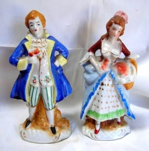 Porcelain Victorian Figurine-Occupied Japan-Handpainted-Man/Woman/Flowers-5 1/2" - Picture 1 of 5