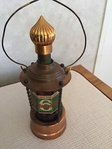 EMPTY Vintage German Music Box Etched Glass Copper Lantern MAKE OFFER! - Picture 1 of 4
