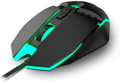 Souris Noir Gamer Gaming Jeu RGB 7 Boutons 3200 DPI Windows Ergonomique Optique - Photo 1/4