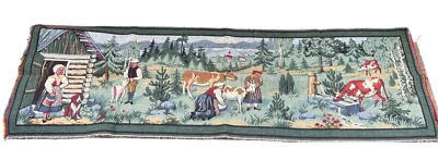 Tapiz tejido europeo vintage colgante de pared con escena pastoral 50" x 17" Foto 1 de 4