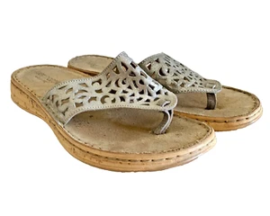 Massimo Caponi Gold Metallic Leder Tanga Sandalen AUSGESCHNITTEN Design Damen Größe 7 - Bild 1 von 11