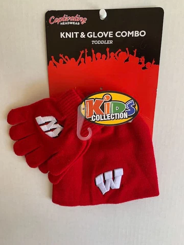 NCAA WISCONSIN BADGERS Toddler KNIT BEANIE & GLOVE COMBO Cover
